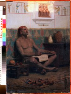 O Escriba Real Rahotep (17ª Dinastia do Antigo Egipto). Pintura de Stepan Vladislavovich Bakalovich (1857-1947). Óleo sobre tela, 48 x 33 cm