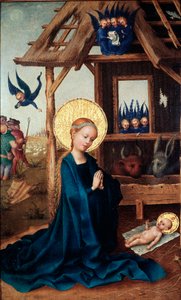 Adoração da Pintura Infantil por Stephan Lochner (ca. 1410-1451) Alte Pinakothek do século XV, Munique