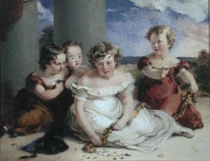 Crianças Fazendo uma Garland (aquarela sobre papel) de Stephan Poyntz Denning