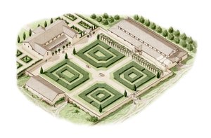 Villa romana de Brading, Ilha de Wight (desenhada em 2012), c.350-400 (tinta e aguarela) de Stephen Conlin