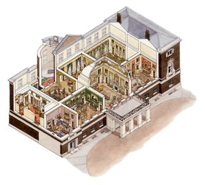 Devonshire House, Piccadilly, Londres, c.1860-1910 (tinta e aguarela) de Stephen Conlin