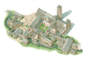 Fountains Abbey, Yorkshire, c.1520-1539 (tinta e aguarela) de Stephen Conlin