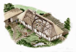 Mill House, Mapledurham, Oxfordshire (desenhado em 2013), c.1335-1400 (tinta e aguarela)