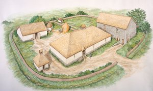 South Manor, vila medieval de Wharram Percy, North Yorkshire, século XIII c2000