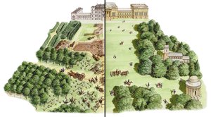O desenvolvimento dos jardins paisagísticos de Stowe, Buckinghamshire, c.1741-1780 (tinta e aguarela)