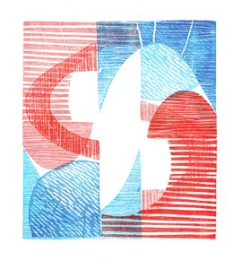 1961 III, 2016 (impressão linóleo sobre papel) de Stephen Dow