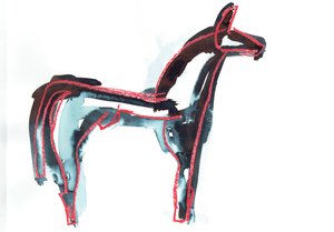 Cavalo III, 2016 (pastel de óleo e tinta para tecido sobre papel) de Stephen Dow