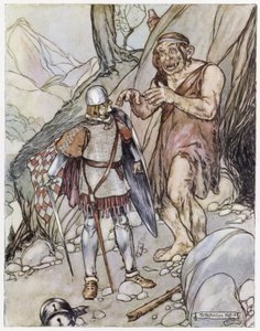 Ilustração para Siegfried, o Matador de Dragões (lito colorido) de Stephen Reid