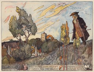 Ilustração para The Deserted Village de Oliver Goldsmith (litografia a cores) de Stephen Reid