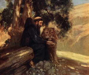 São Jerônimo e o Leão (lito colorido) de Stephen Reid