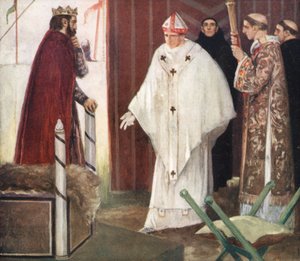 Entrevista de Stephen Langton com King John (lito colorido) de Stephen Reid