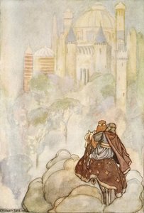 Eles cavalgaram até um palácio majestoso, ilustração de 