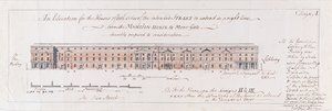 Projeto para as Casas de ambos os lados da Rua destinada a se estender em uma linha reta da Casa da Mansão para o Mais-Portão humildemente proposto para consideração, 1762 (wc sobre caneta e grafite sobre papel) de Stephen Riou