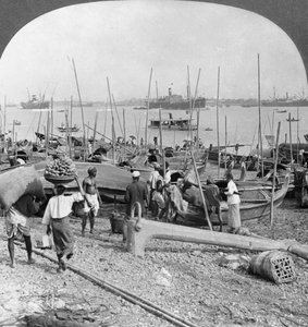 Porto de Rangum no rio Irawaddy, Birmânia, 1908