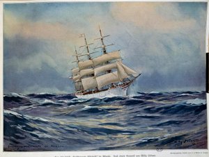 A Vela da Grã-Duquesa Elisabeth Watercolour por Willy Stower (1864-1931). 1909. Paris, Artes Decorativas