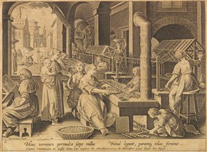 Extração de Seda Vermis sericus, após 1640.