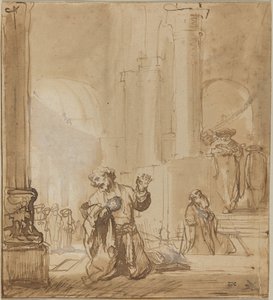 A Parábola do Publicano e do Fariseu de Studio of Rembrandt van Rijn