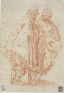 Dois homens barbudos com capas esfarrapadas de Style of Jacques Callot