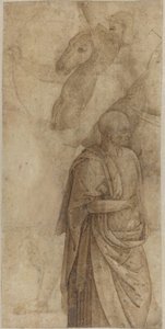 Cavaleiro e Homem Envolto em Pé, depois da Antiguidade [verso] de Style of Pietro Perugino