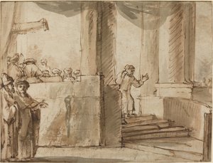 Judas Deixando o Sumo Sacerdote de Style of Rembrandt van Rijn