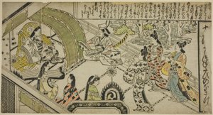 O encontro de Yoshitsune com a princesa Joruri, de "The Tale of Joruri in Twelve Episodes (Joruri Junidan Zoshi)"