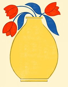 Vaso amarelo com tulipas vibrantes de Susan Black