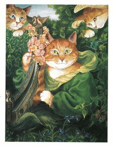 Ilustração de Pre-Raphaelite Cats (pub. 1999) de Susan Herbert