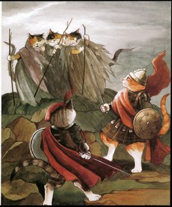 Ilustração de Shakespeare Cats (pub. 1996) de Susan Herbert