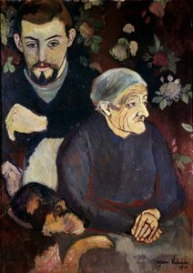 Retrato do pintor Maurice Utrillo, da sua avó e de um cão Pintura de Suzanne Valadon (1865-1938)