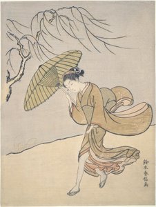 Um dia ventoso no Verão de Suzuki Harunobu