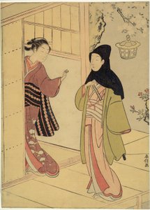 Uma visita noturna (uma paródia de Junidan Soshi) de Suzuki Harunobu