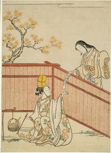Queimando folhas de bordo de outono de Suzuki Harunobu
