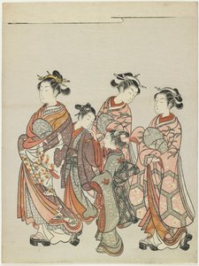 Cortesia com Atendentes no Desfile, após 1766 de Suzuki Harunobu