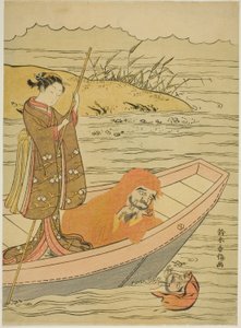 Daruma olhando para seu reflexo de Suzuki Harunobu