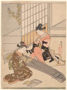 Gansos Descendentes das Pontes Koto (Kotoji no rakugan), da série "Eight Views of the Parlor (Zashiki hakkei)" de Suzuki Harunobu