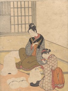 Evening Snow on the Nurioke, da série Eight Parlor Views, ca. 1766., c. 1766. de Suzuki Harunobu