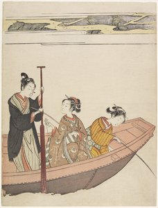 Pesca Perto do Santuário Mimeguri no Rio Sumida, c. 1767 de Suzuki Harunobu