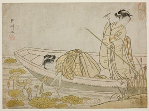 Colher flores de lótus de Suzuki Harunobu