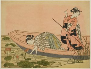 Colher flores de lótus de Suzuki Harunobu