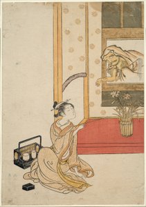 Dando uma fumaça a Daruma de Suzuki Harunobu