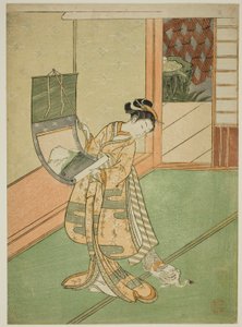 Pendurar uma pintura (paródia da Terceira Princesa) de Suzuki Harunobu