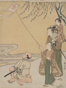 Pipas empinando, c. 1766., c. 1766. de Suzuki Harunobu