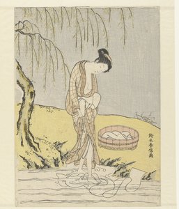 mulher de lavar roupa de Suzuki Harunobu