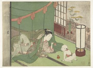 Casal de amor e filho de Suzuki Harunobu