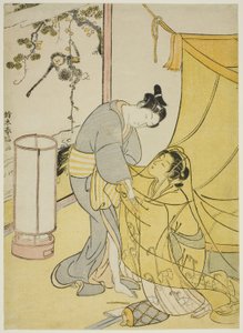 Amantes se separando ao amanhecer de Suzuki Harunobu
