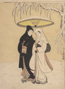 Amantes caminhando na neve Corvo e garça, 1764-72., 1764-72.
