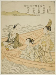 Encontro no Rio (paródia de Hakurakuten) de Suzuki Harunobu