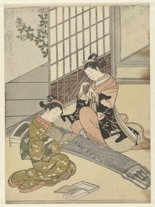 Assentamento de gansos em pontes de koto
Oito vistas de salão (título da série)
Zashiki hakkei (título da série) de Suzuki Harunobu