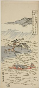 Chuva nocturna em Karasaki (Karasaki yau), da série "Oito vistas de Omi (Omi hakkei no uchi)" de Suzuki Harunobu