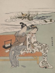Paródia do Imperador Xuanzong e Yang Guifei de Suzuki Harunobu
